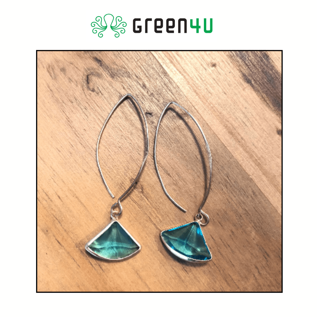 Brinco Cristal Azul Triângulo