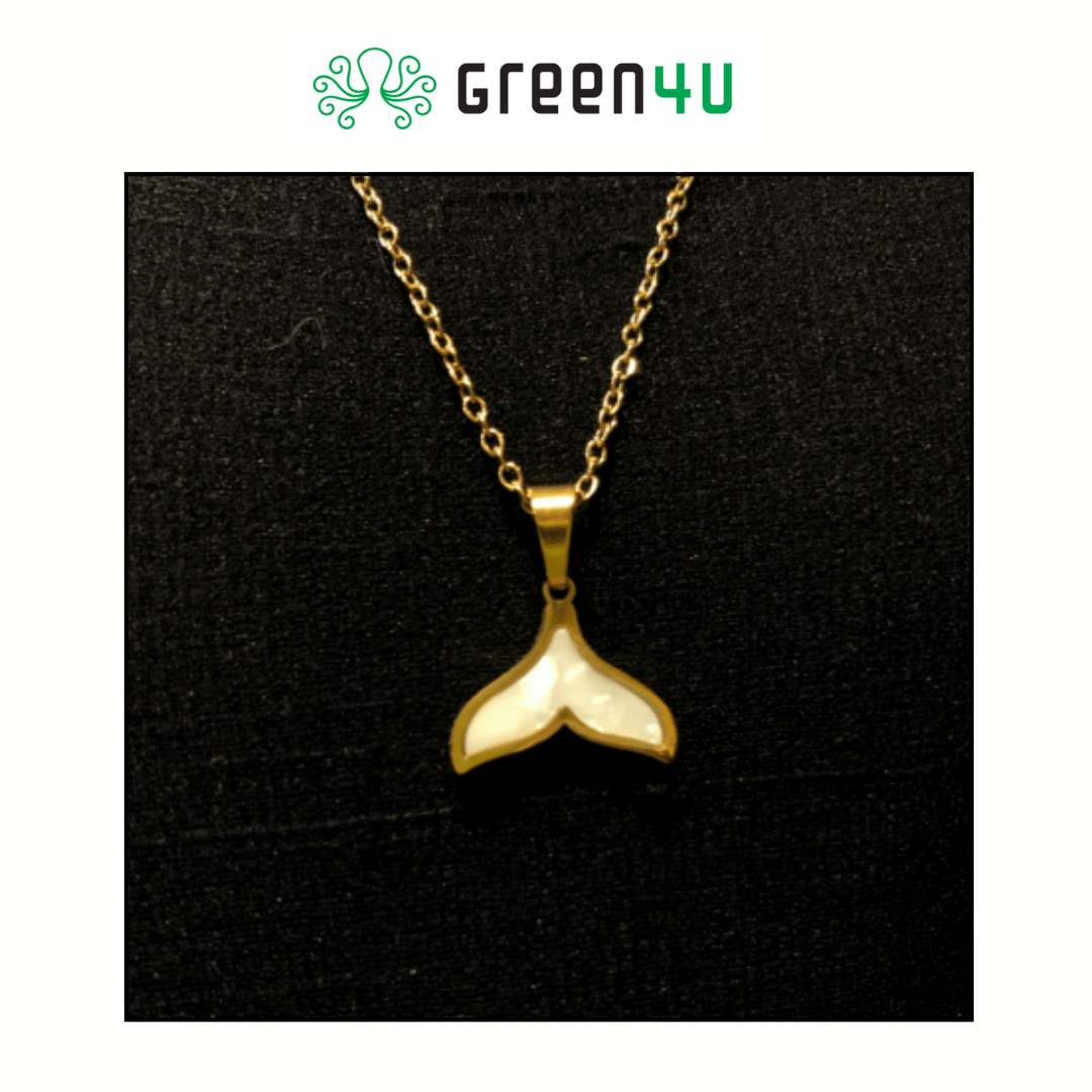 Colar Cauda de Sereia Dourado Madrepérola